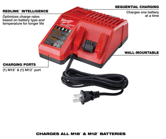Milwaukee 48-59-1812 M18 & M12 Multi-Voltage Lithium-Ion Battery Charger – New Open Box