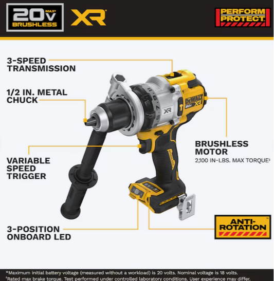 DeWalt DCD1007 20V MAX XR Brushless Hammer Drill/Driver – Tool Only – New Open Box