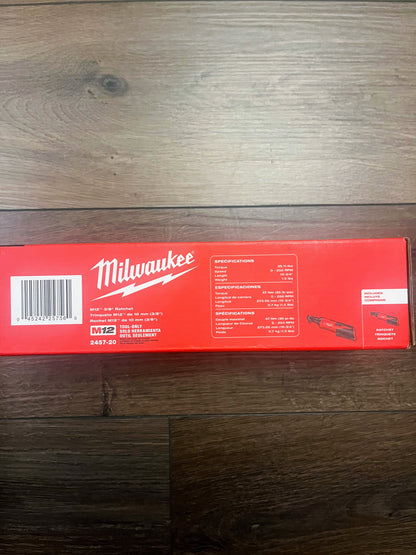 Milwaukee 2457-20 M12 Cordless 3/8 in. Ratchet – Tool Only – Factory Sealed