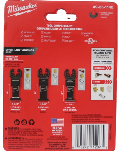 Milwaukee 49-25-1140 Oscillating Multi-Tool Blade Set (5-Piece) – Factory Sealed
