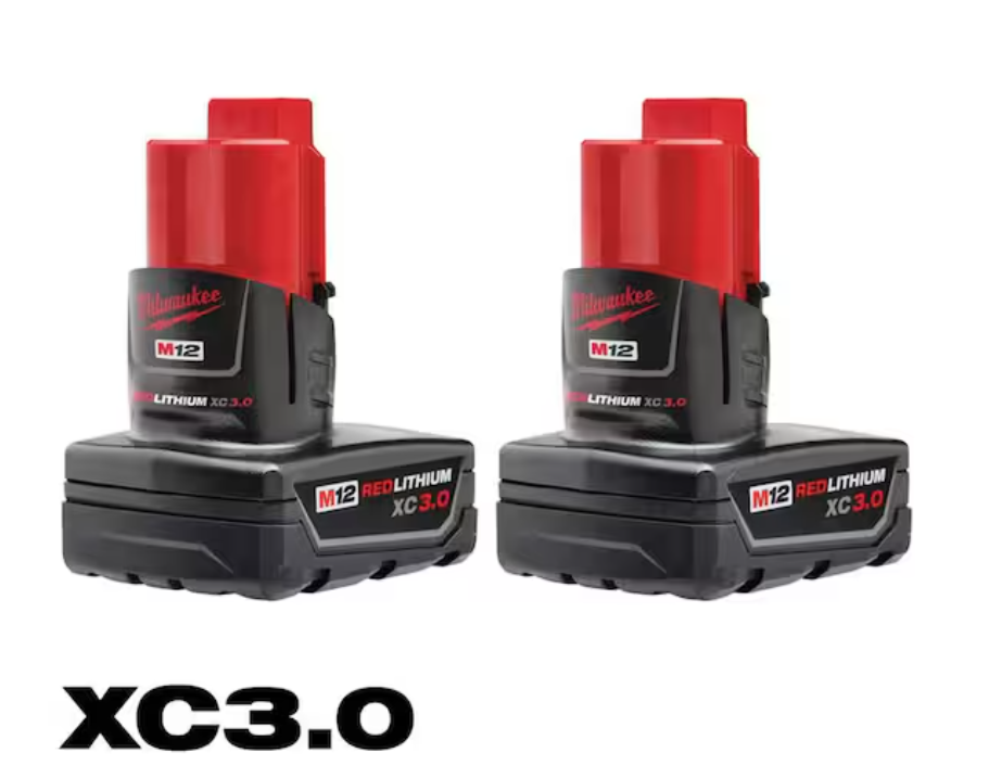 Milwaukee 48-11-2432 M12 REDLITHIUM XC 3.0 Battery Pack (2-Pack) – Factory Sealed