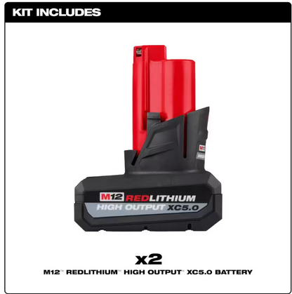Milwaukee 48-11-2450R M12 REDLITHIUM HIGH OUTPUT XC 5.0 Battery Pack (2-Pack) – Factory Sealed