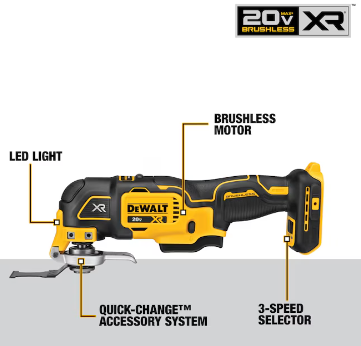 DeWalt DCS356B 20V MAX XR Brushless 3-Speed Oscillating Multi-Tool – Tool Only – New Open Box