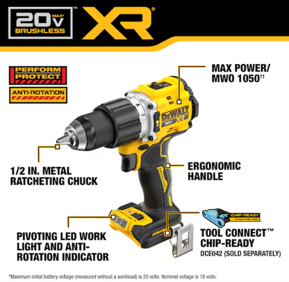 DeWalt DCD806 20V MAX XR Brushless 1/2 in. Hammer Drill/Driver – Tool Only – New Open Box