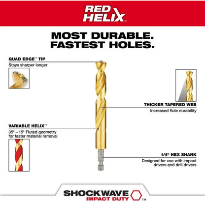 Milwaukee 48-89-4631 RED HELIX Cobalt Drill Bit Set (15-Piece) – Factory Sealed