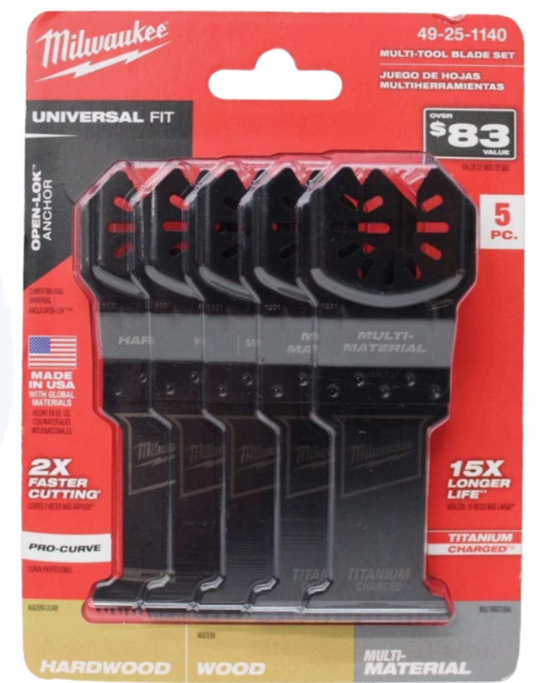 Milwaukee 49-25-1140 Oscillating Multi-Tool Blade Set (5-Piece) – Factory Sealed